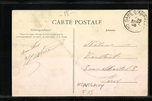 AK Montsalvy, Entrée du Bourg sur la route d`Entraygues