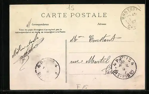 AK Montsalvy, Entrée du Bourg sur la route d`Entraygues