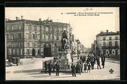 AK Cognac, Place Francais et Perspective de l`Avenue Victor Hugo