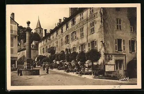AK Chaudesaigues, Place du Gravier, Hôtel Valette et du Midi