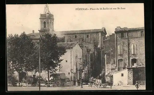 AK Pézenas, Place du 14 Juillet et rue St-Jean