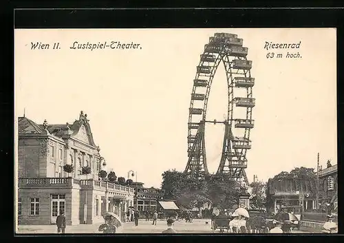 AK Wien, Wiener Prater - Riesenrad und Lustspiel-Theater
