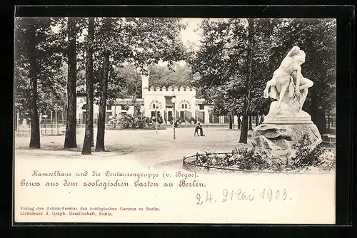 AK Berlin, Kamelhaus und die Centaurengruppe im Zoologischen Garten