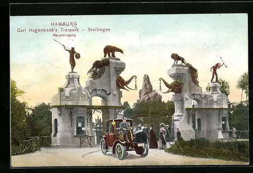 AK Hamburg-Stellingen, Carl Hagenbeck`s Tierpark, Haupteingang