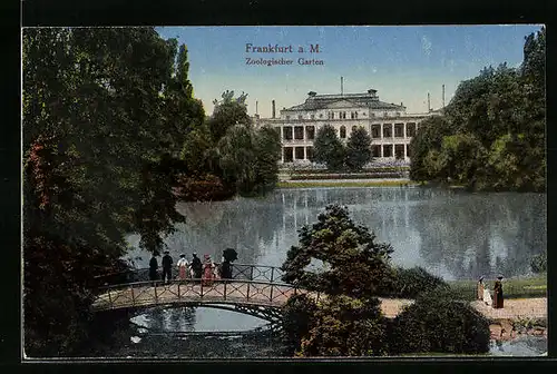AK Frankfurt a. M., Zoologischer Garten mit Uferpartie