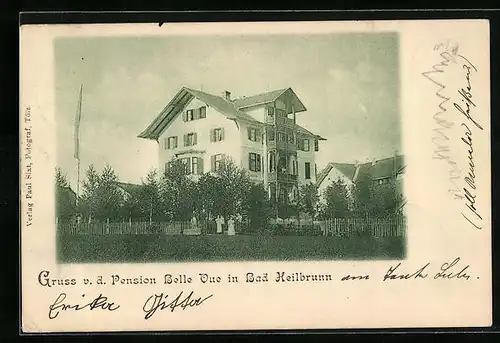 AK Bad Heilbrunn, Pension Belle Vue, Gartenansicht