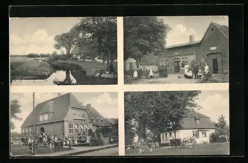 AK Bimöhlen /Holstein, Gebäudeansicht, Uferpartie, Ortspartie