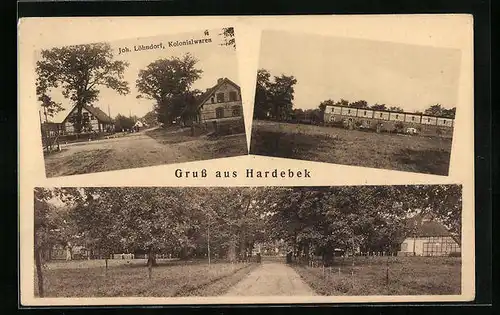 AK Hardebek, Kolonialwarengeschäft von Joh. Löhndorf, Gebäudeansicht, Ortspartie