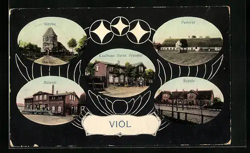 AK Viöl, Kaufhaus Heinrich Preusler, Meierei, Schule