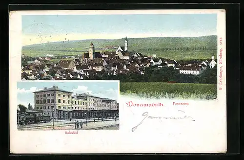 AK Donauwörth, Panorama, Bahnhof