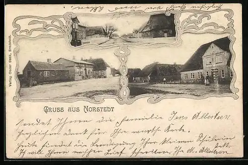 AK Norstedt, Strassenpartien mit Gebäudeansichten