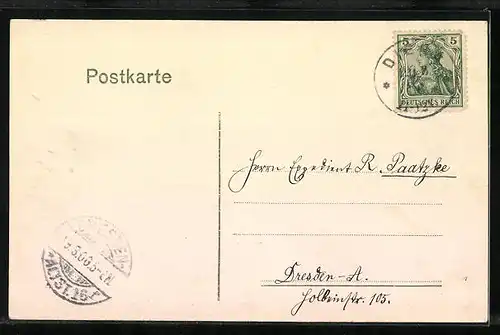 AK Zadel, Ansicht vom Gasthaus, Teilansicht mit Kirche