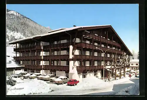 AK Vigo di Fassa, Park Hotel Corona im Schnee, Dolomiten