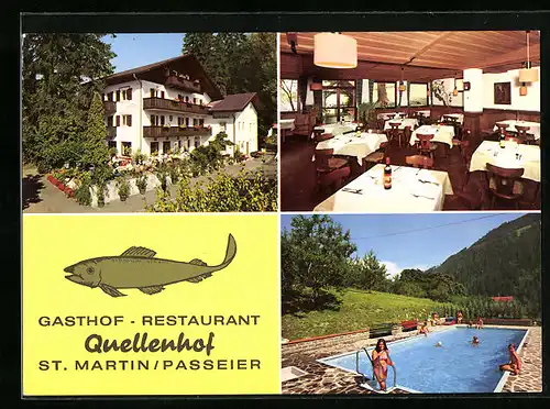 AK St. Martin /Passeier, Gasthof-Restaurant Quellenhof, Innenansicht, Schwimmbecken