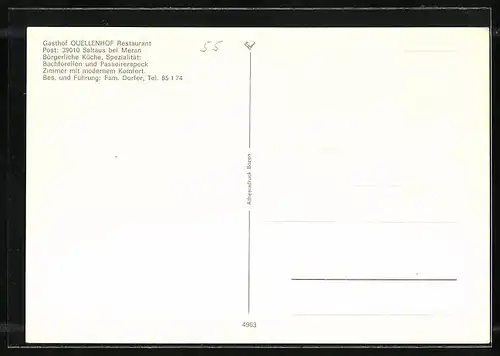 AK Saltaus bei Meran, Gasthof Quellnehof, Innenansicht, Terrasse