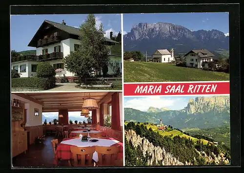 AK Mittelberg am Ritten, Restaurant Maria Saal, Innenansicht, Ortspartie