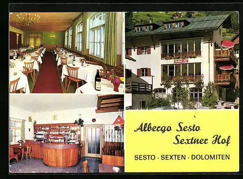 AK Sexten, Gasthaus Sextner Hof, Innenansichten
