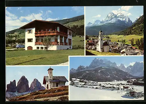 AK Sexten, Casa Thomas Innerkofler, Parkweg 1, Kapelle, Teilansicht mit Kirche