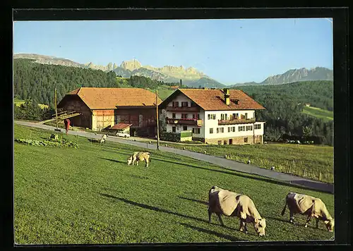 AK Oberinn, Gasthaus Bachmann mit weidenden Kühen