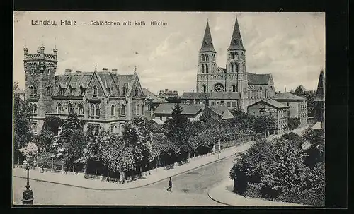 AK Landau / Pfalz, Schlösschen mit kath. Kirche