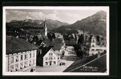 AK Dornbirn, Ortsansicht mit Strassenblick