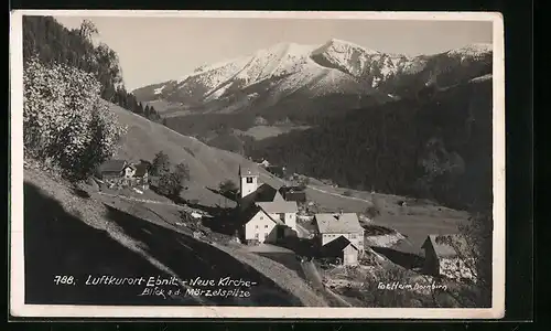 AK Ebnit, Neue Kirche m. Blick zur Mörzelspitze