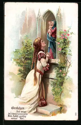 Präge-AK Faust, Gretchen betet zu Madonna