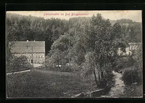 AK Bad Berggiesshübel, Zwieselmühle aus der Vogelschau