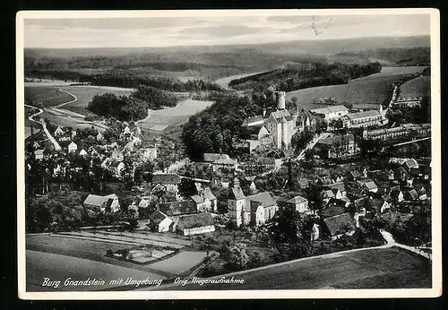 AK Gnandstein, Burg Gnandstein mit Umgebung vom Flugzeug aus