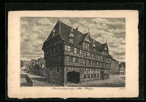 Künstler-AK Braunschweig, Alte Wage