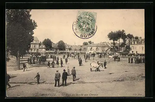 AK Abbeville, La Place du Marché aux Chevaux