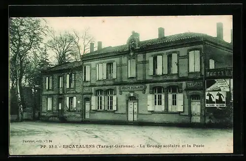 AK Escatelens, Le Groupe scolaire et la Poste, Paris, Salle des Ventes Parmentier, 131, Avenue Parmentier
