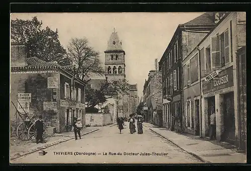 AK Thiviers, La Rue du Docteur Jules-Theulier