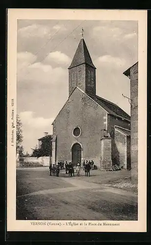 AK Vernon, L`Eglise et la Rue du Monument