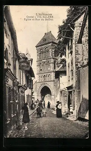 AK Salers, Eglise et Rue du Beffroi