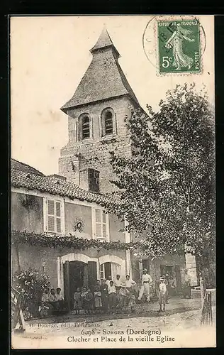 AK Sorges, Cloucher et Place de la vieille Eglise