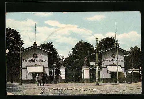 AK Cöln, Eingang zum Zoo mit Besuchergruppe