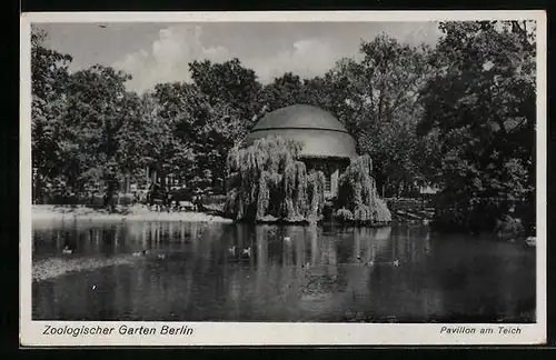 AK Berlin, Pavillon am Teich im Zoologischen Garten