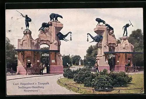 AK Hamburg-Stellingen, Haupteingang von Hagenbecks Tierpark