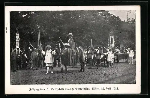 AK Wien, X. Deutsches Bundes Sängerfest 1928 - Festzug