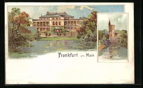 Lithographie Frankfurt a. M., Gebäude im Zoologischen Garten