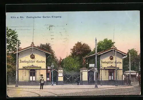 AK Köln a. Rh., Eingang zum Zoologischen Garten mit Strasse