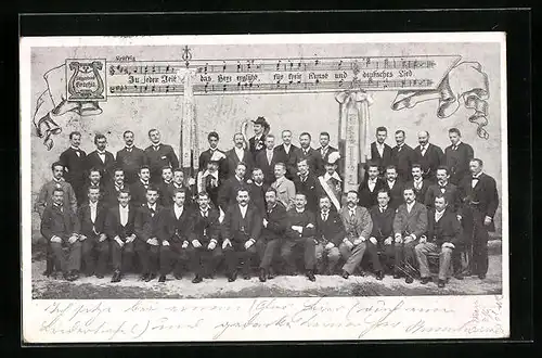 AK Gruppenaufnahme der Mitglieder des Wiener Sängerbundes Graphia