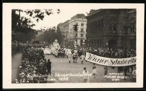 Foto-AK Wien, X. Deutsches Sängerbundesfest 1928, Festumzug