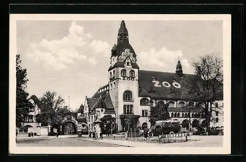 AK Leipzig, Zoologischer Garten mit Kongressgebäude