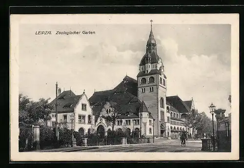 AK Leipzig, Zoologischer Garten mit Hauptgebäude und Korngresshalle