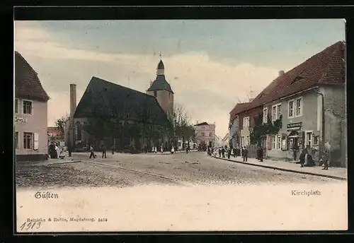 AK Güsten, Strassenpartie am Kirchplatz