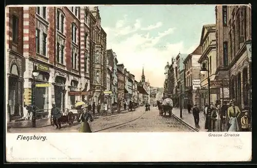 AK Flensburg, Passanten in der Grossen Strasse