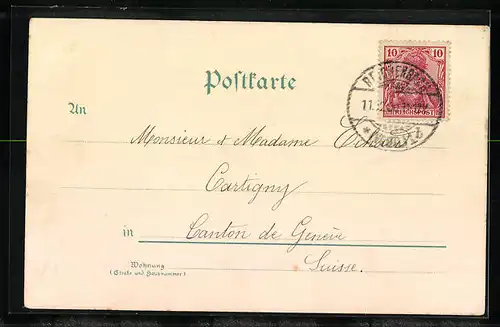 Lithographie Zwickau, Bismarck-Denkmal, Schwanenteich und Johannes-Bad