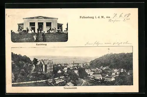AK Falkenberg i. d. M., Restaurant Karlsburg, Totalansicht